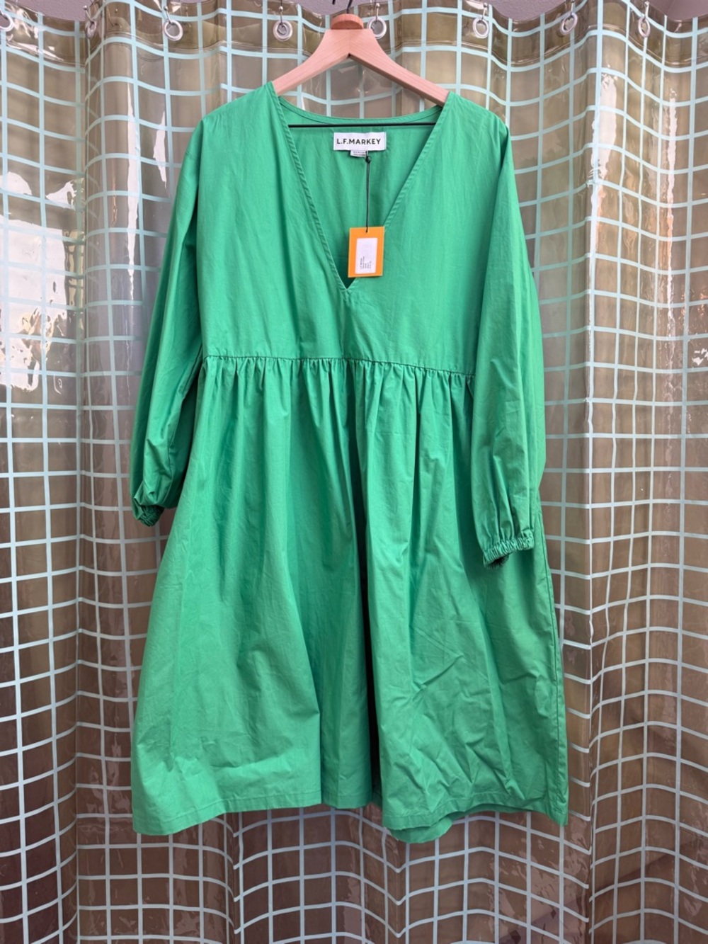 L.F. Markey Green V-Neck Smock Dress